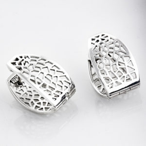 Sterling Silver Abstract Grid Huggies2a 1