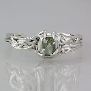 Sterling Silver Cuff with green amethyst Branches Collection1a