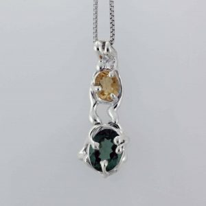 Sterling Silver Pendant With Citrine and Green Quartz1 scaled