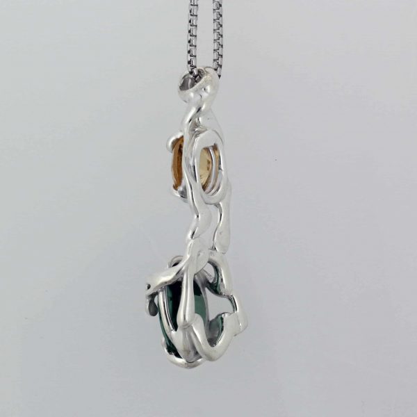 Sterling Silver Pendant With Citrine and Green Quartz2