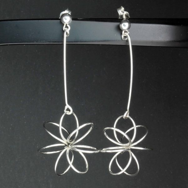 Sterling Silver earrings fond of flowers 30mm15mm2