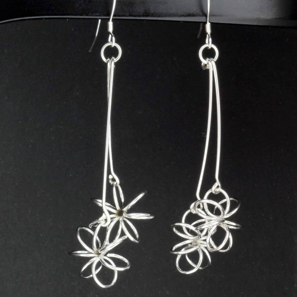 Sterling Silver earrings fond of flowers 30mm35mm15mm15mm2