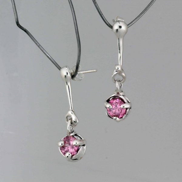 Sterling Silver earrings with Pink Topaz1a
