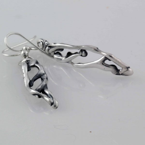 Sterling Silver leafs earrings3d